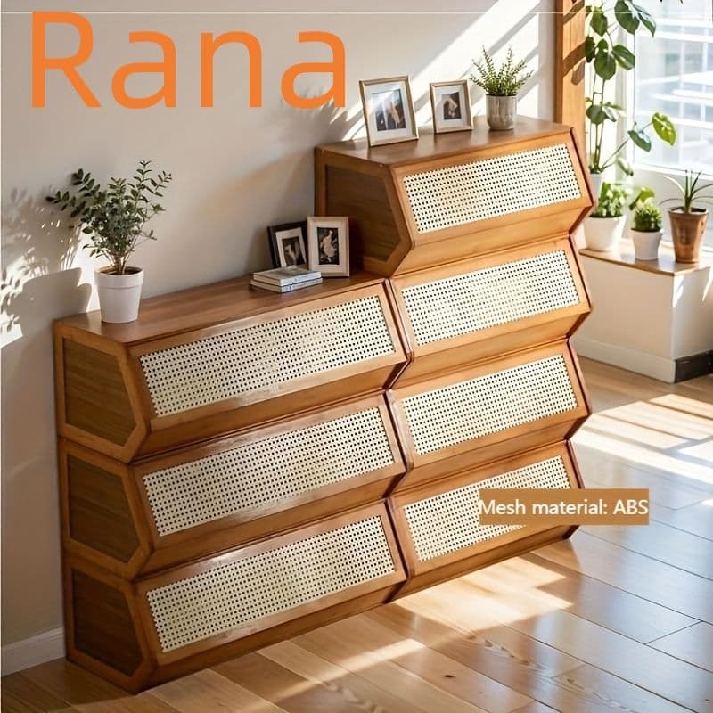 スタッカブル収納キャビネット 自立式ボックス プラスチックラタンドア付き