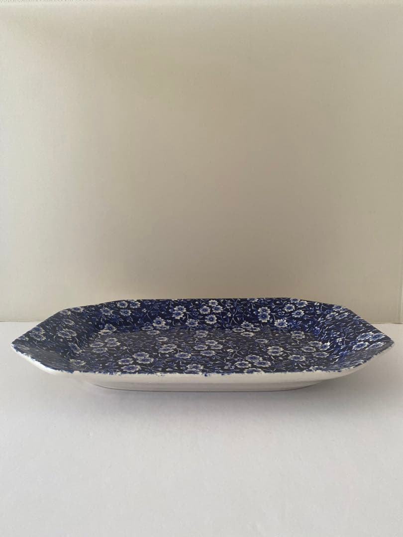 バーレイ　Burleigh ブルーキャリコ　スクエアディッシュ　廃盤品