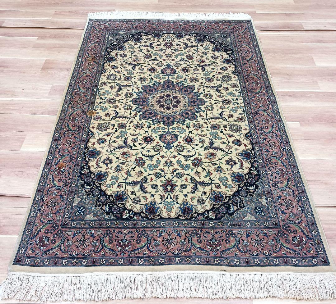 Y2954 高級 パキスタン産 ウール 手織り 大判 224×140㎝