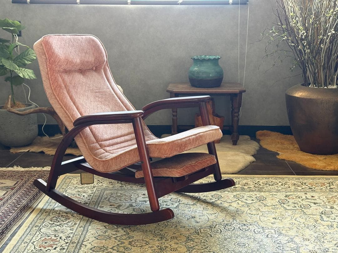 希少モデル　ロッキングチェア　松田産業　フットレスト　ファブリックチェア　SZ