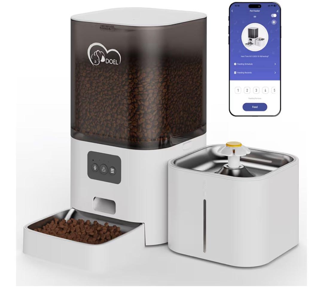 自動給餌器 給水器 大容量6Lドライフードディスペンサー 2.5L給水器