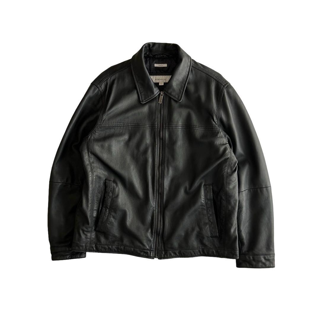 【希少】90s ペリーエリス 最高級ラムレザー トラッカージャケット ブラック