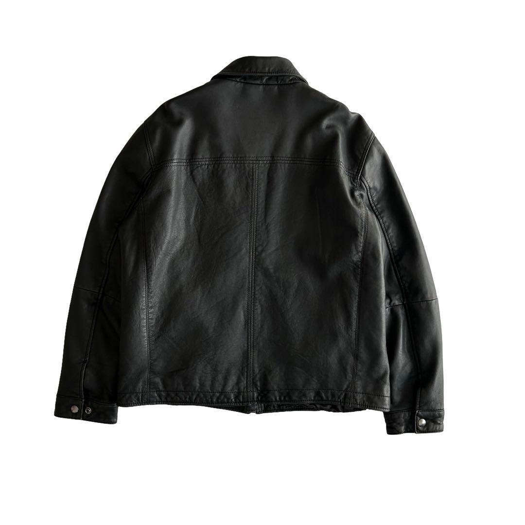 【希少】90s ペリーエリス 最高級ラムレザー トラッカージャケット ブラック