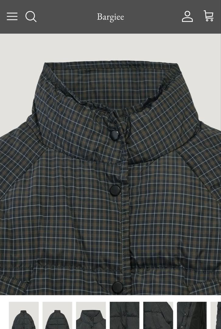 ダークグレー チェック柄 ダウンジャケット