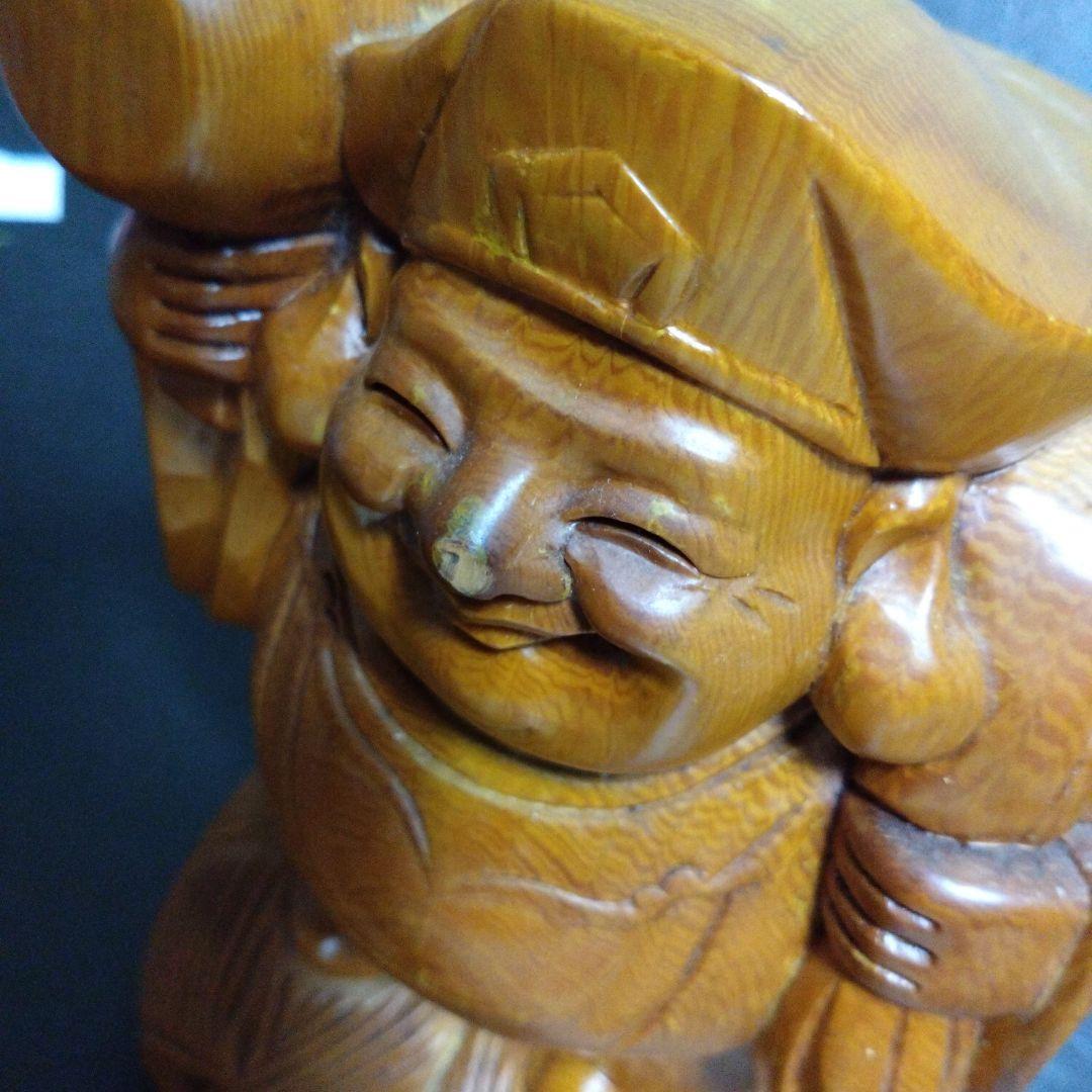木製 大黒天　縁起物　商売繁盛　お祝い　開運　高さ約30cm　置物 七福神　幸運
