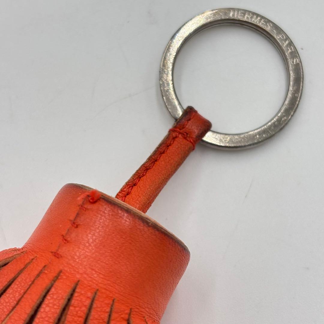 HERMES エルメス カルメン レザー チャーム バッグチャーム　オレンジ