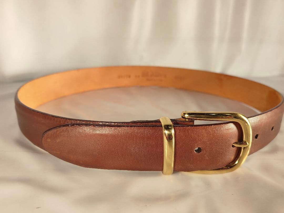 【USA製】Alden オールデン 正規品　高級ドレスベルト　厚艶本革/金真鍮