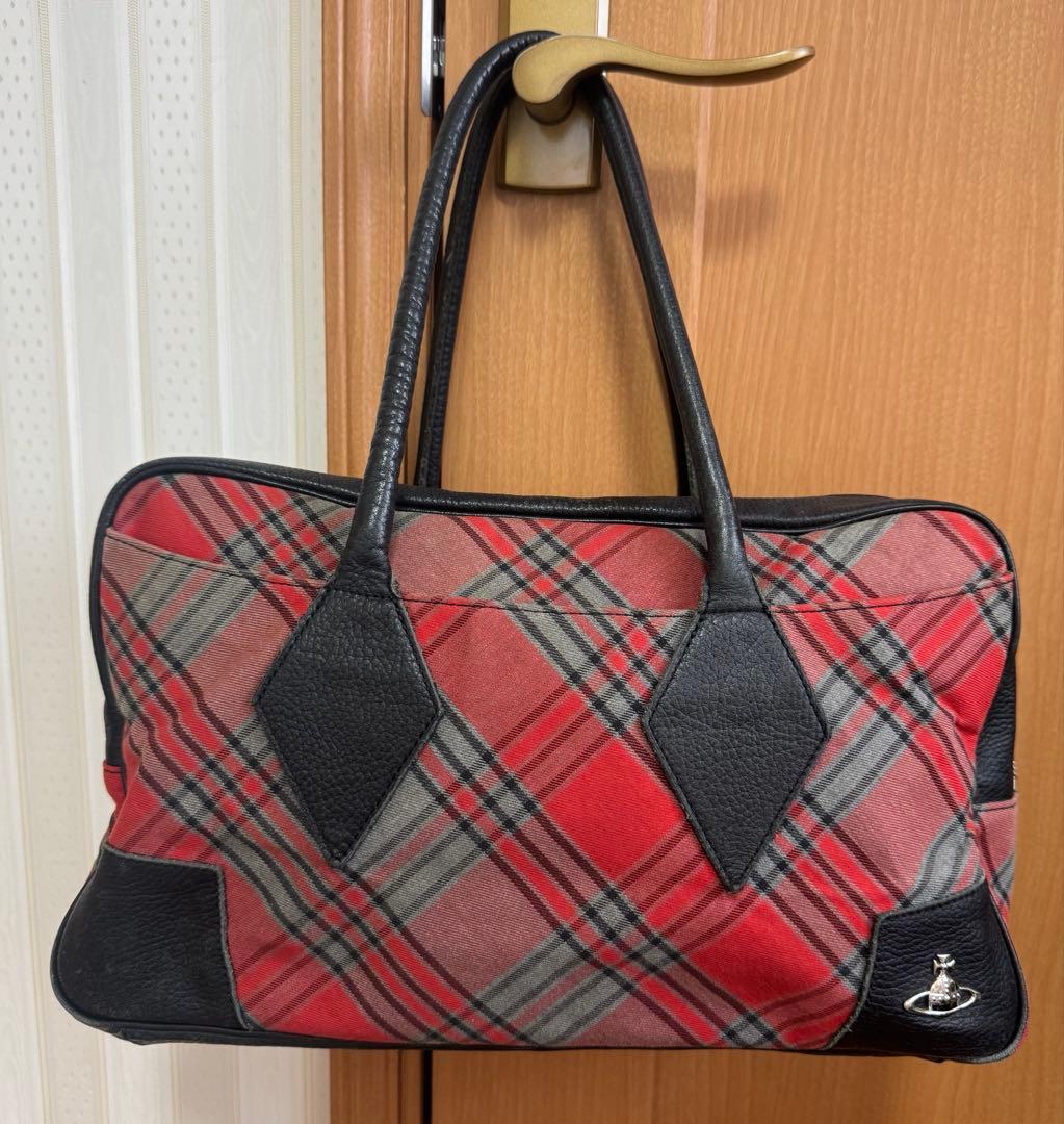 Vivienne Westwood ボストンバッグ ウールレッドチェック バッグ