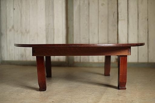 古い木製折り畳み丸テーブル　ちゃぶ台　天然木　古家具　古民家　古道具