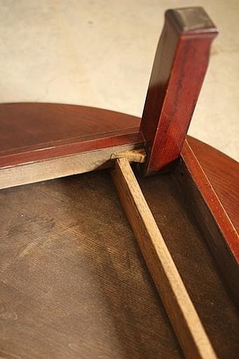 古い木製折り畳み丸テーブル　ちゃぶ台　天然木　古家具　古民家　古道具