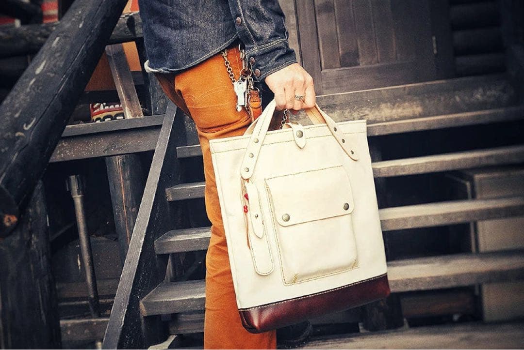 サムライクラフト　トートバッグ　ナチュラル×ブラウン