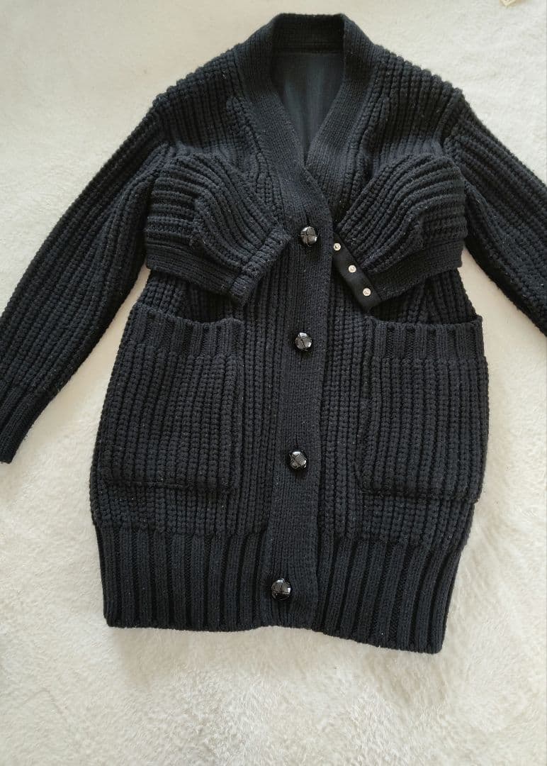 2022awニット変形デザインコートサイズ2　 ブラック