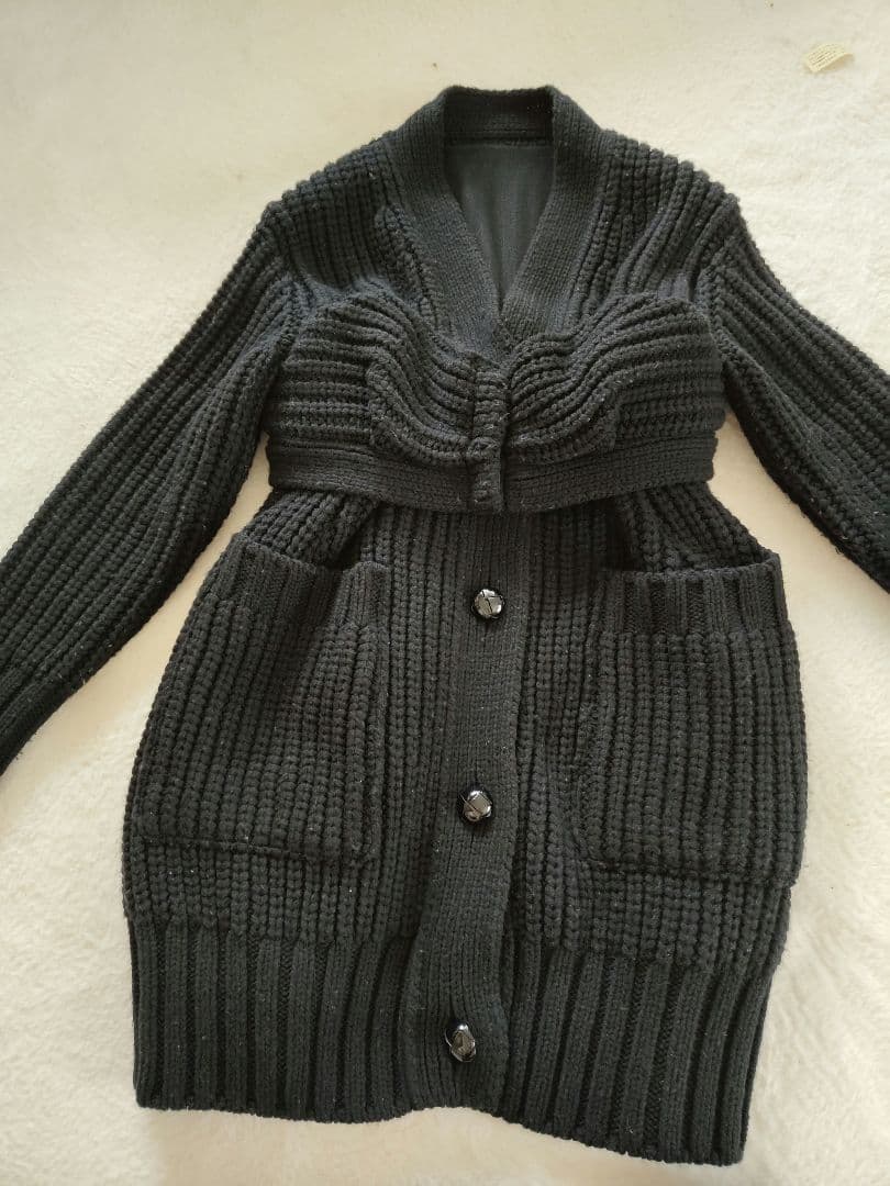 2022awニット変形デザインコートサイズ2　 ブラック