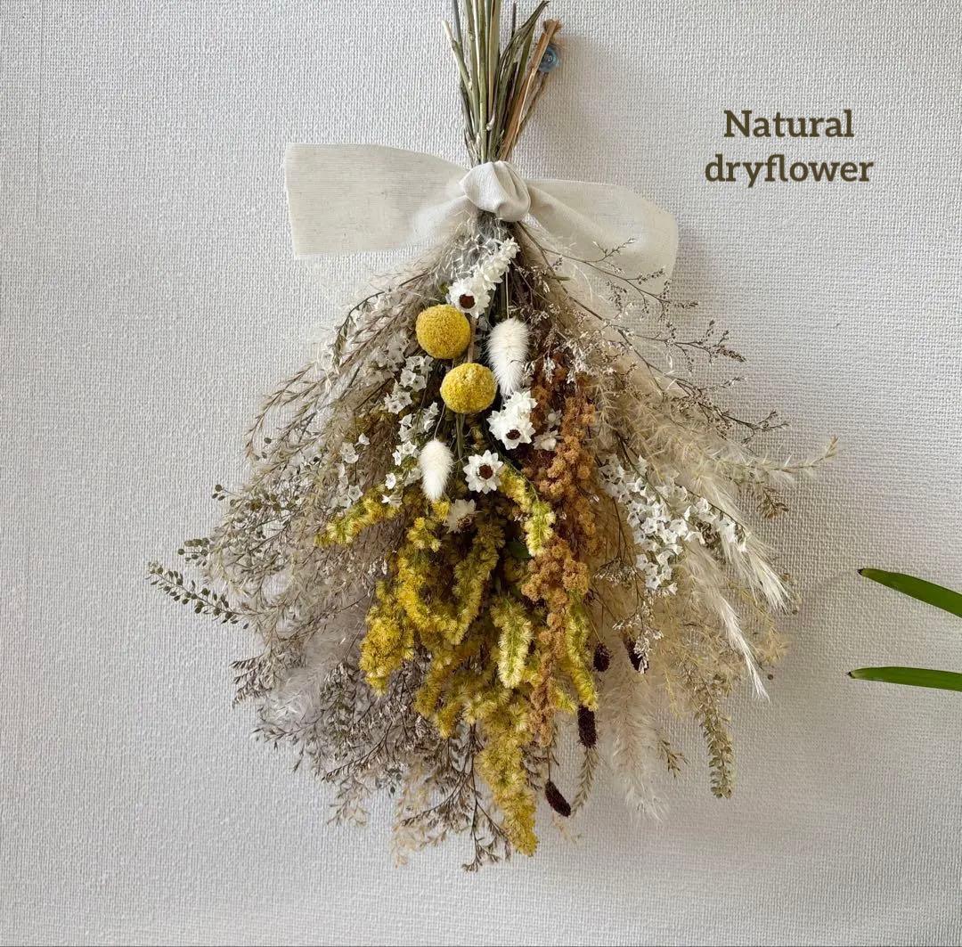 ＊Natural＊秋から冬のイエロースワッグ☆ドライフラワースワッグ