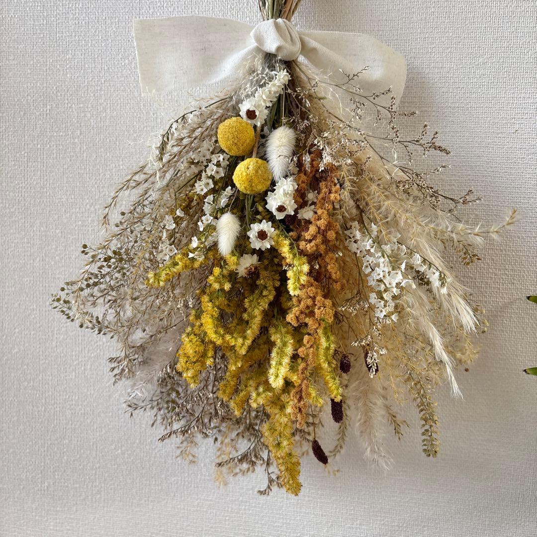 ＊Natural＊秋から冬のイエロースワッグ☆ドライフラワースワッグ