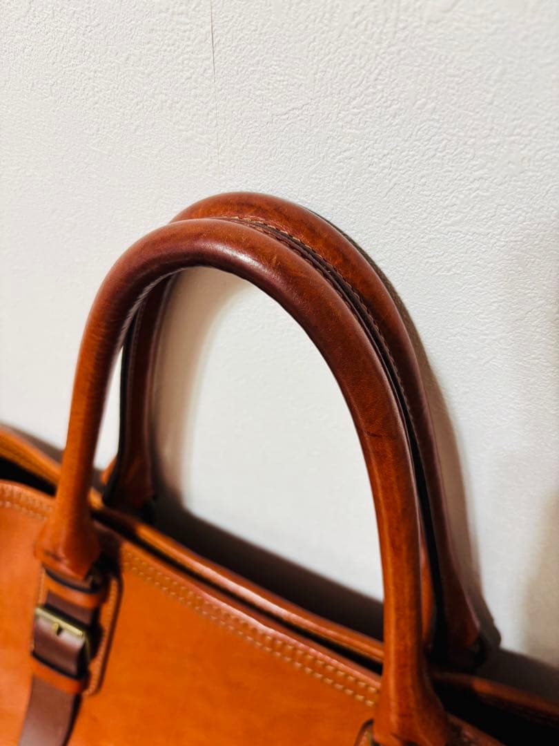 【日本製】万双 シモーネBOXトートバッグ キャメル