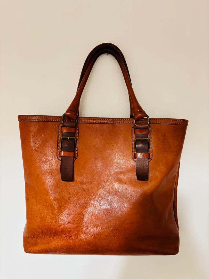 【日本製】万双 シモーネBOXトートバッグ キャメル