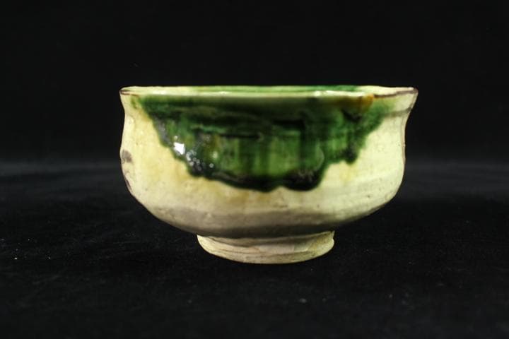 茶道具　「於里辺」　北大路魯山人　織部　茶碗　共箱　煎茶道具