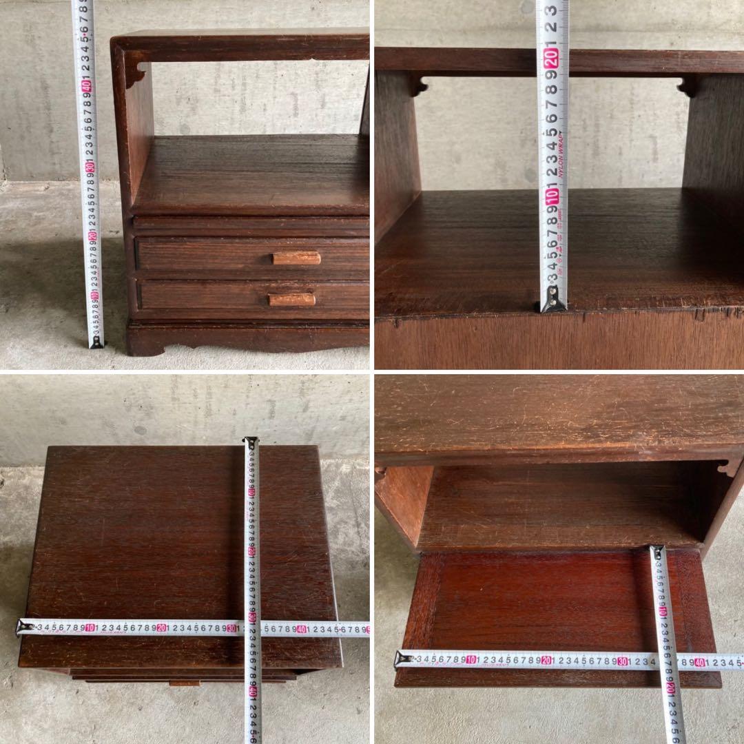 古い飾り棚 置物台 引き出し 収納 ラック チェスト キャビネット 木製 レトロ