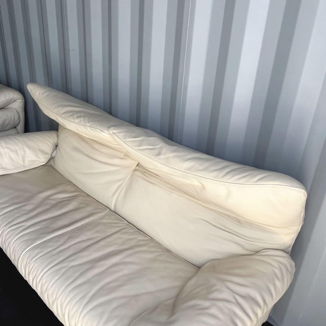 取付無料！IDC大塚家具 ポルトロメック ジェミニ 総本革アイボリーソファ✨