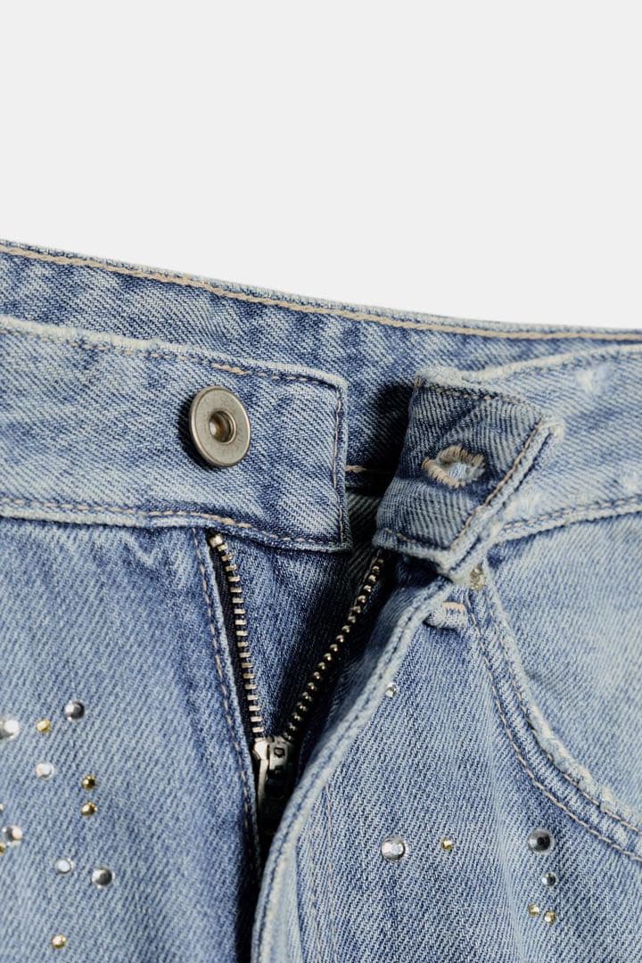 『完売品』ZARA TRF ストレート STRASS ハイウエストジーンズ