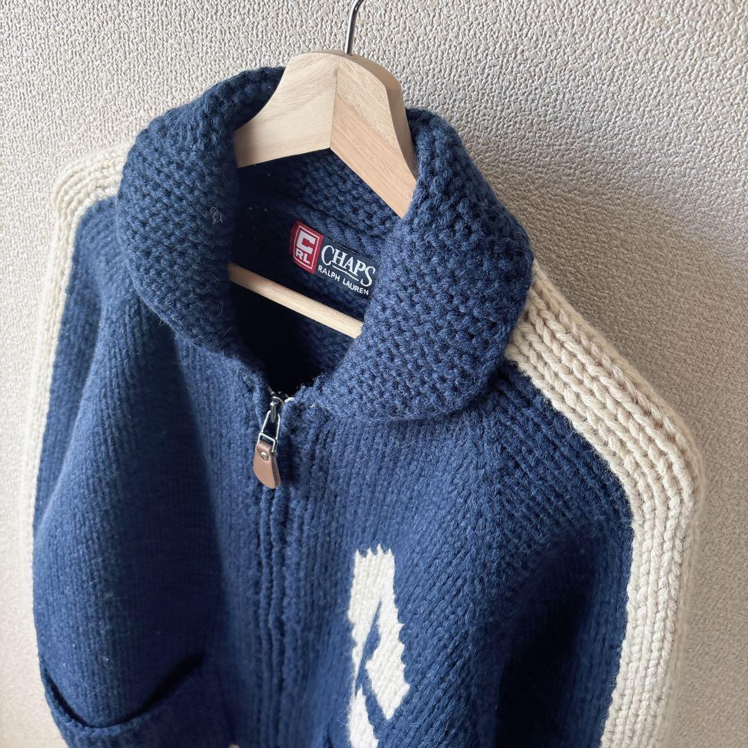 CHAPS ラルフローレン カウチンニット　ウール100% ネイビー　M
