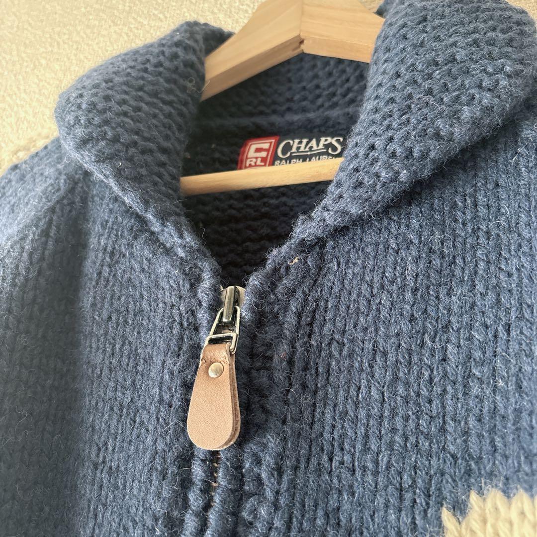 CHAPS ラルフローレン カウチンニット　ウール100% ネイビー　M