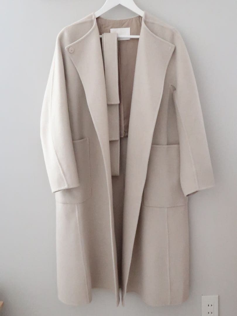 Ballsey プレミアムウールリバー ノーカラーコート ライトベージュ　34