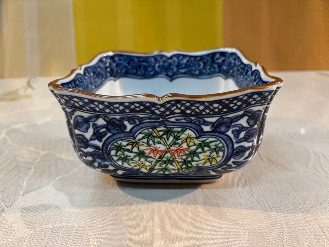 京焼清水焼 京泉窯 四君子正角菓子鉢