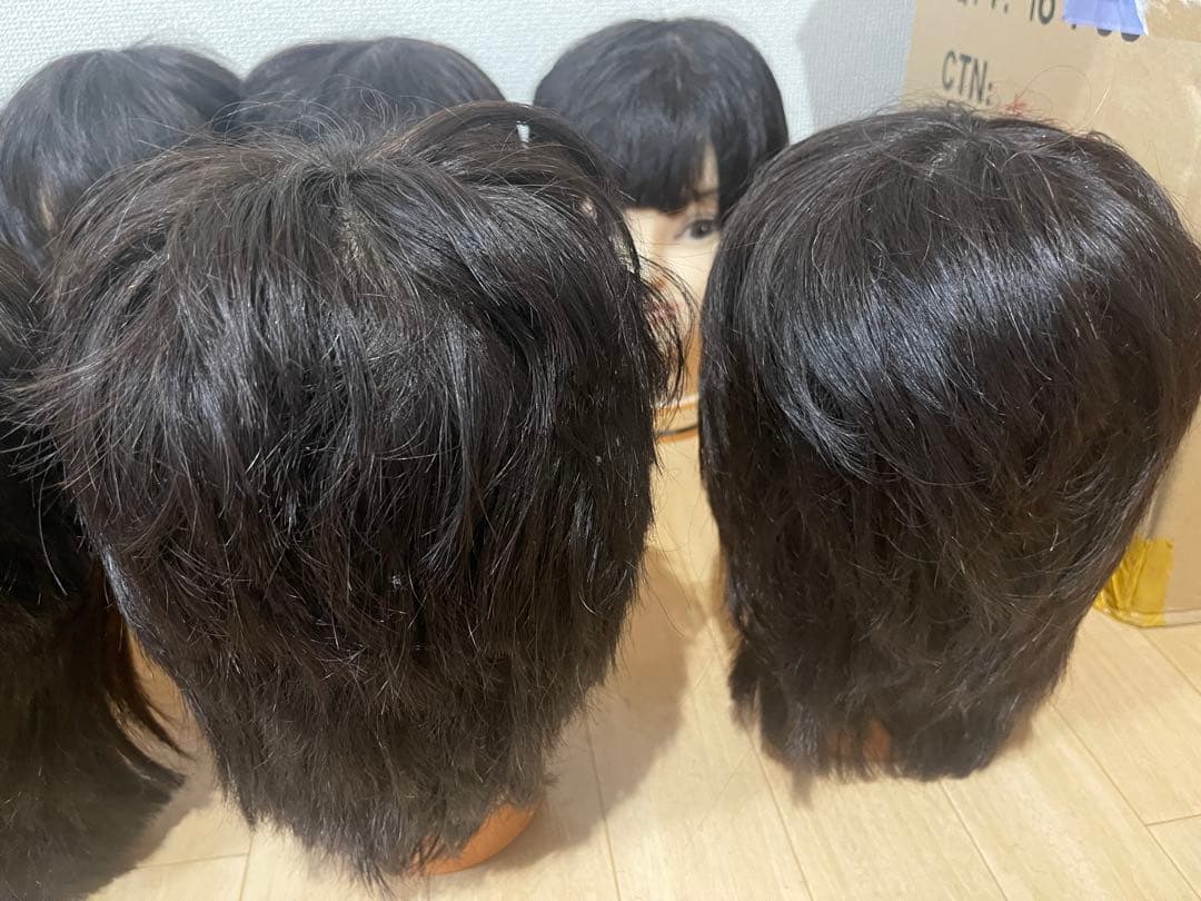 カットウィッグ16体　カット済み　使用済み　国家試験用　練習用　大量