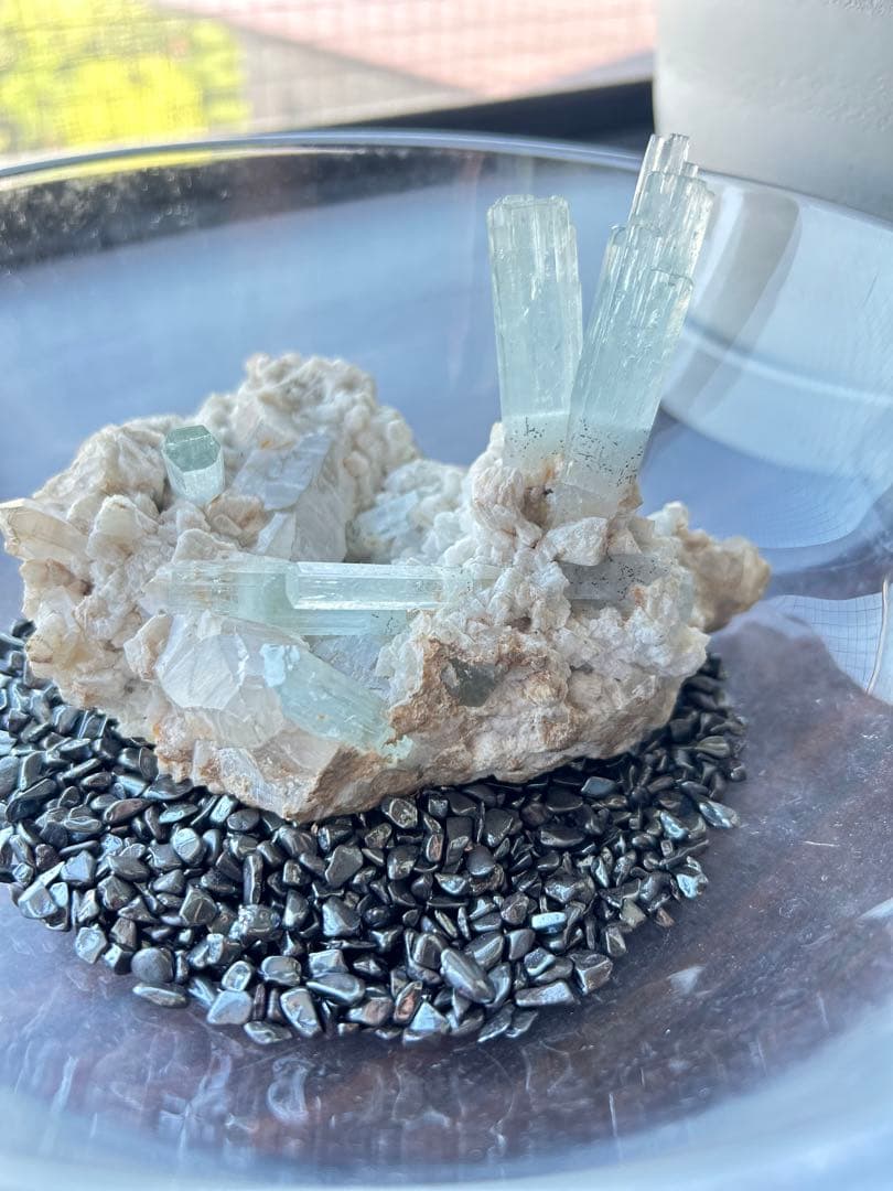 【雲母アクアマリン】世界に一つ！天然石　原石　雲母つき