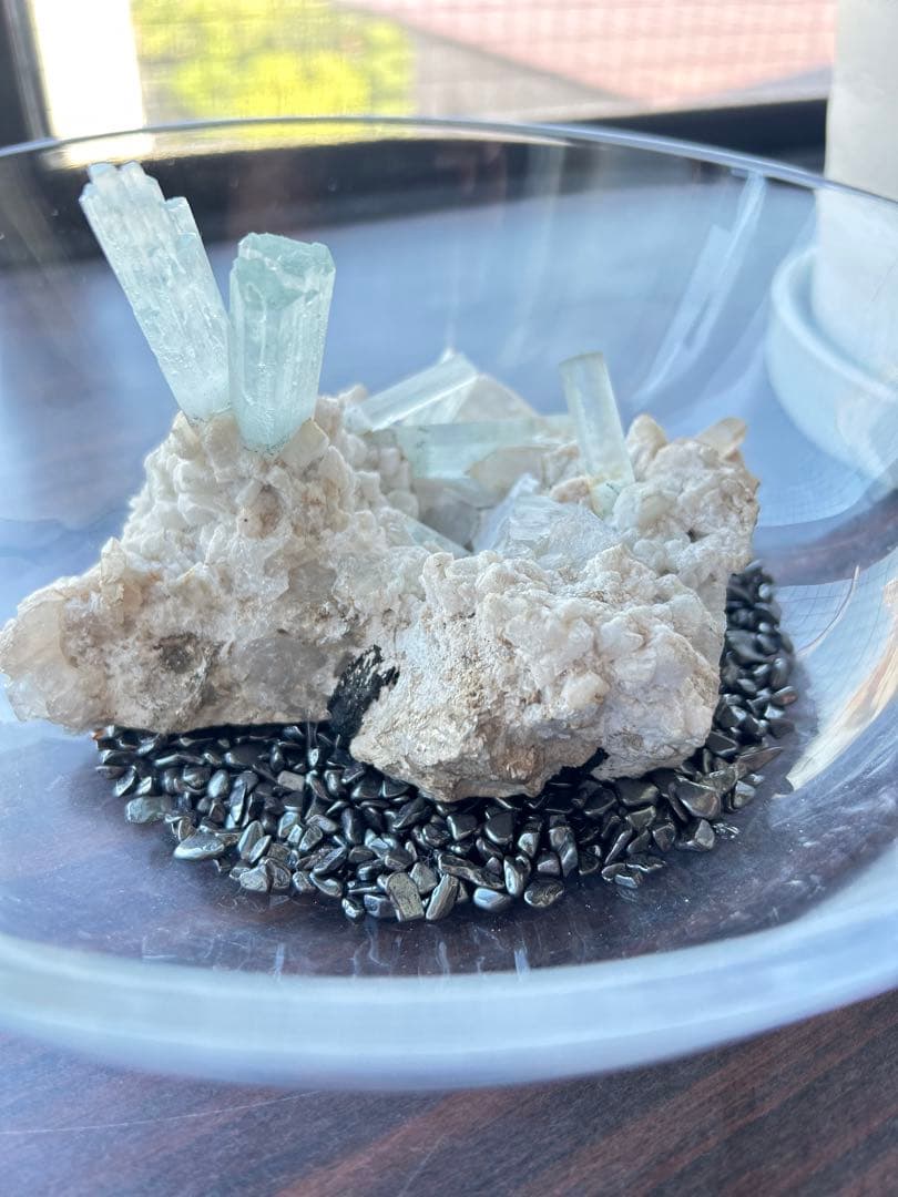 【雲母アクアマリン】世界に一つ！天然石　原石　雲母つき