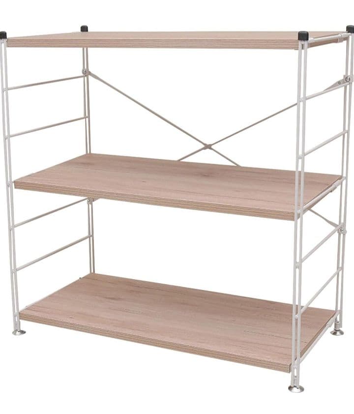 H　山善　ウッドシェルフ　3段　アンティークアイボリー　YK