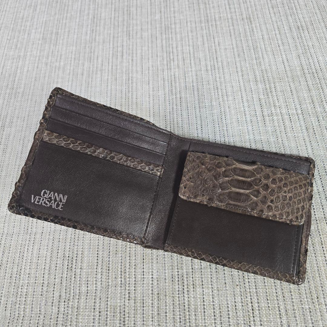 VERSACE　ヴェルサーチ　パイソン柄　ヘビ革　二つ折り財布　折り財布