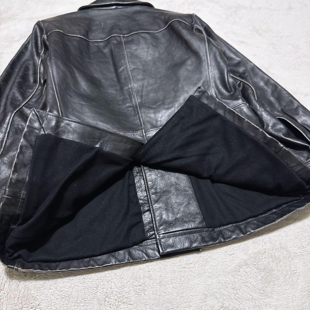 《オススメ》OLD GAP レザーカーコート 黒 牛革カウレザー M相当