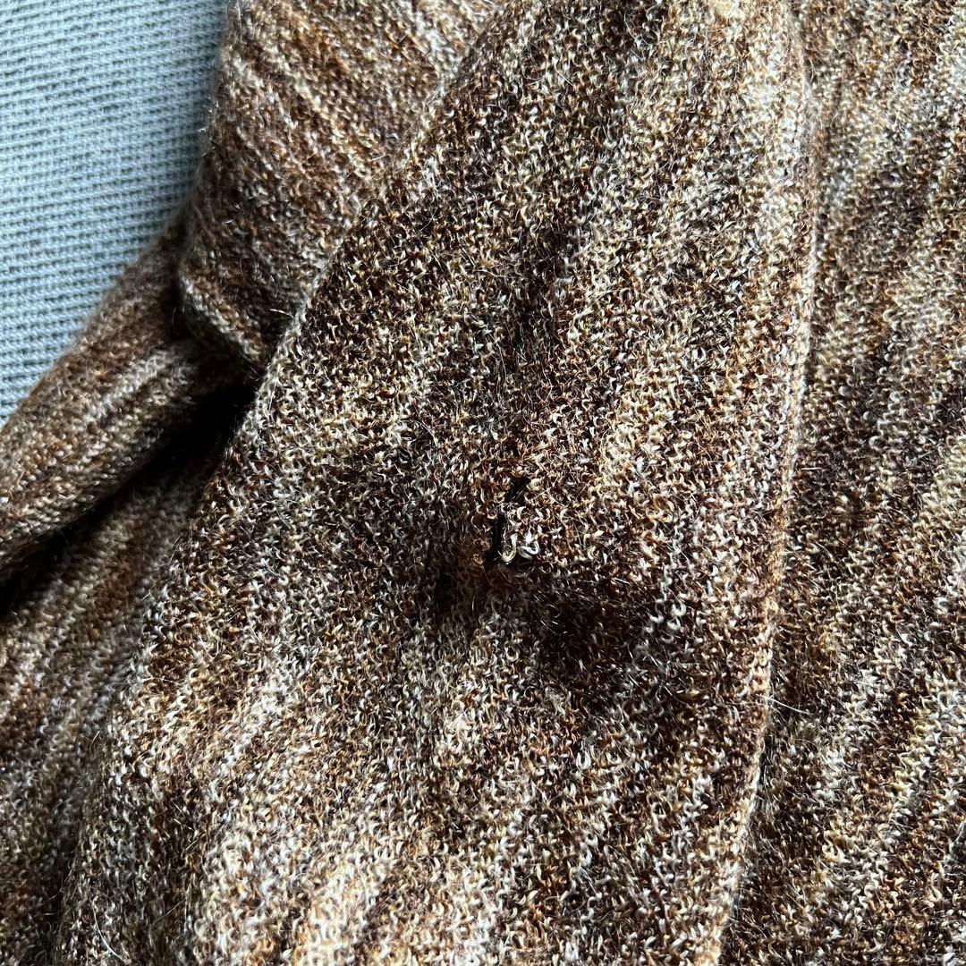 希少60's アルパカ　モヘアカーディガン　ブラウン　ミックスカラー　グランジ