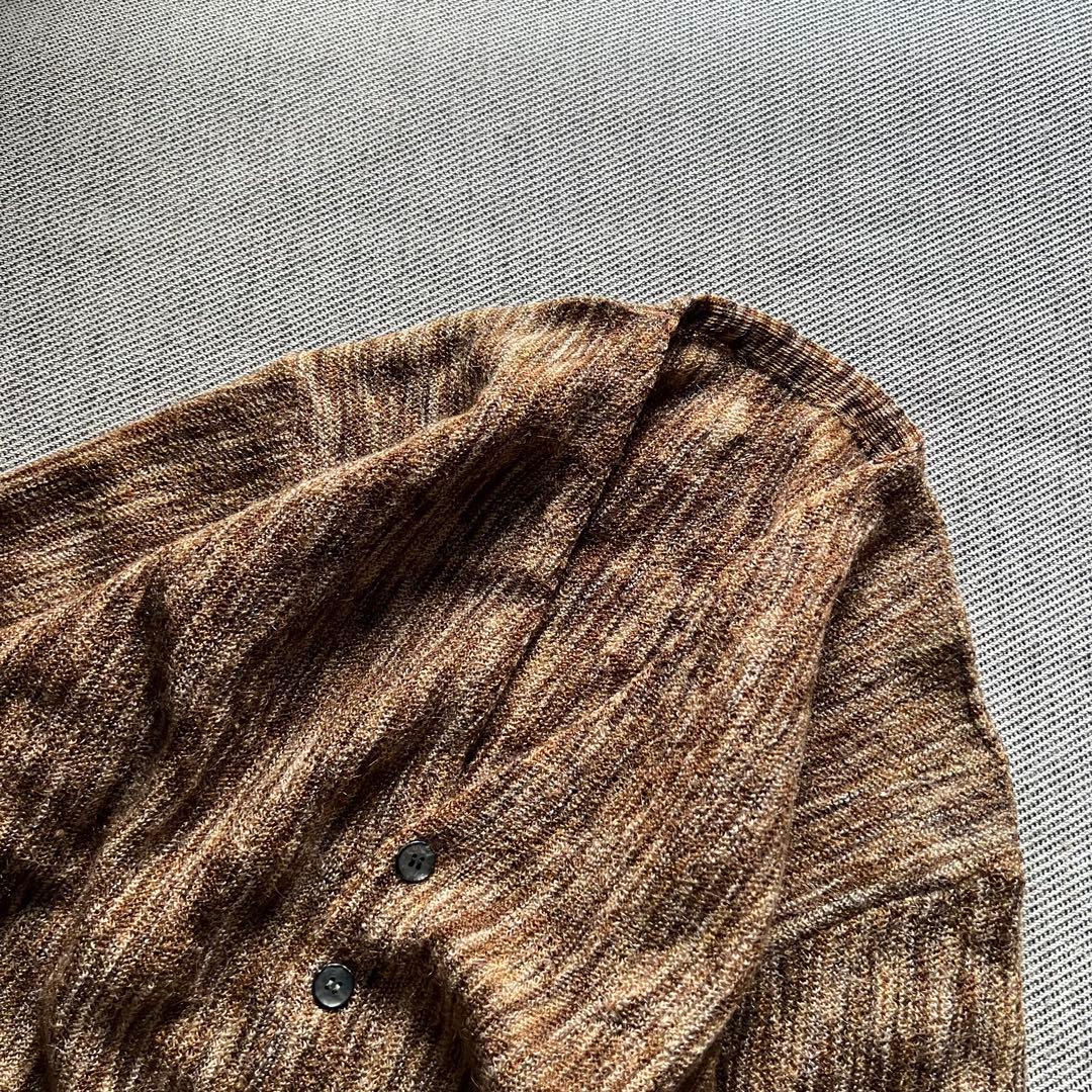 希少60's アルパカ　モヘアカーディガン　ブラウン　ミックスカラー　グランジ