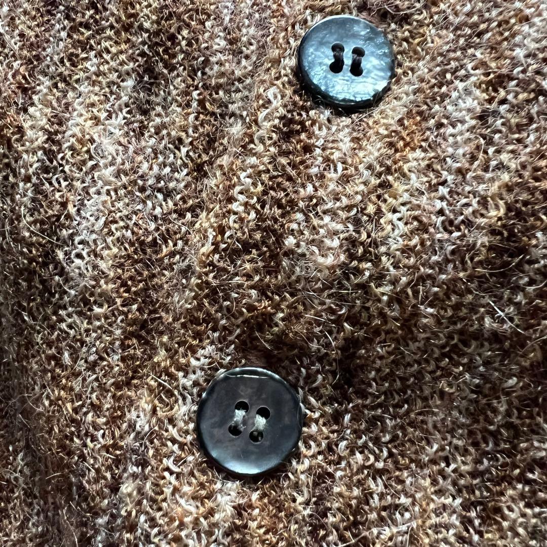 希少60's アルパカ　モヘアカーディガン　ブラウン　ミックスカラー　グランジ