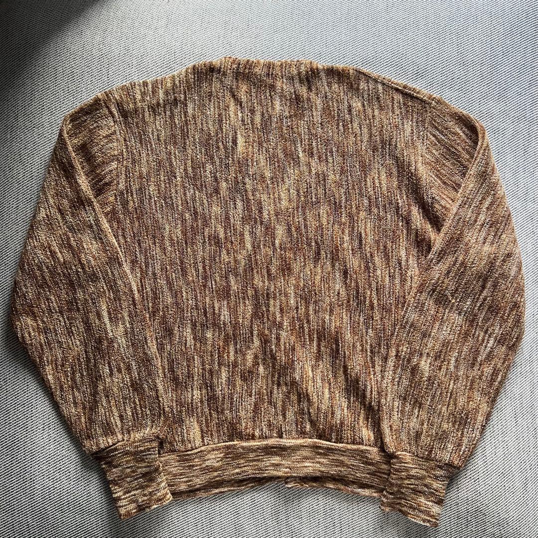 希少60's アルパカ　モヘアカーディガン　ブラウン　ミックスカラー　グランジ