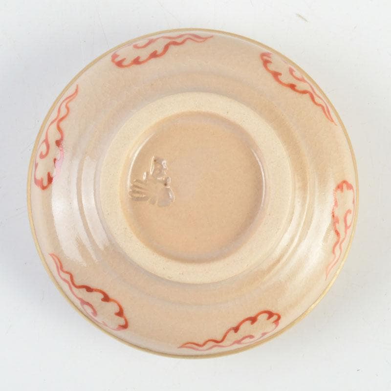 茶道具　萬古焼　加賀瑞山造　赤絵　翔龍香合　共箱　V　9780