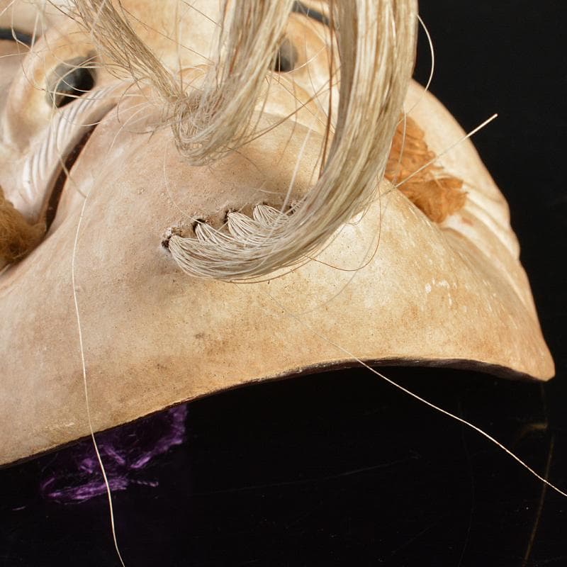 能面師　中島仙雲作　能面　木彫　翁　面袋付　共箱　M　R6724