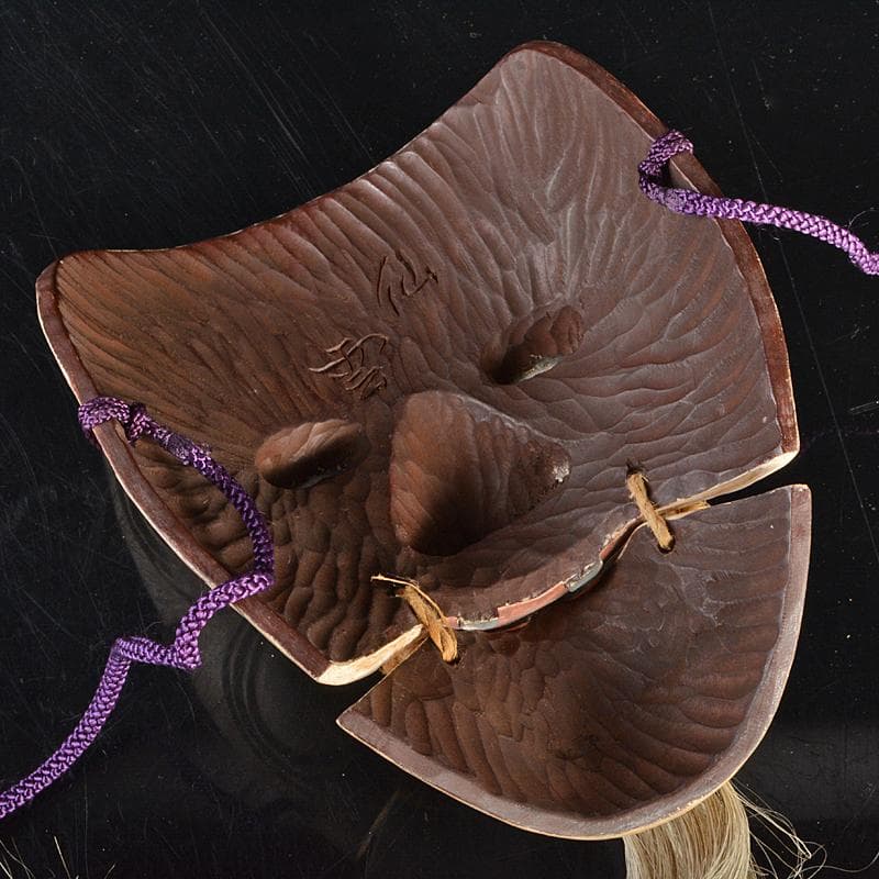 能面師　中島仙雲作　能面　木彫　翁　面袋付　共箱　M　R6724