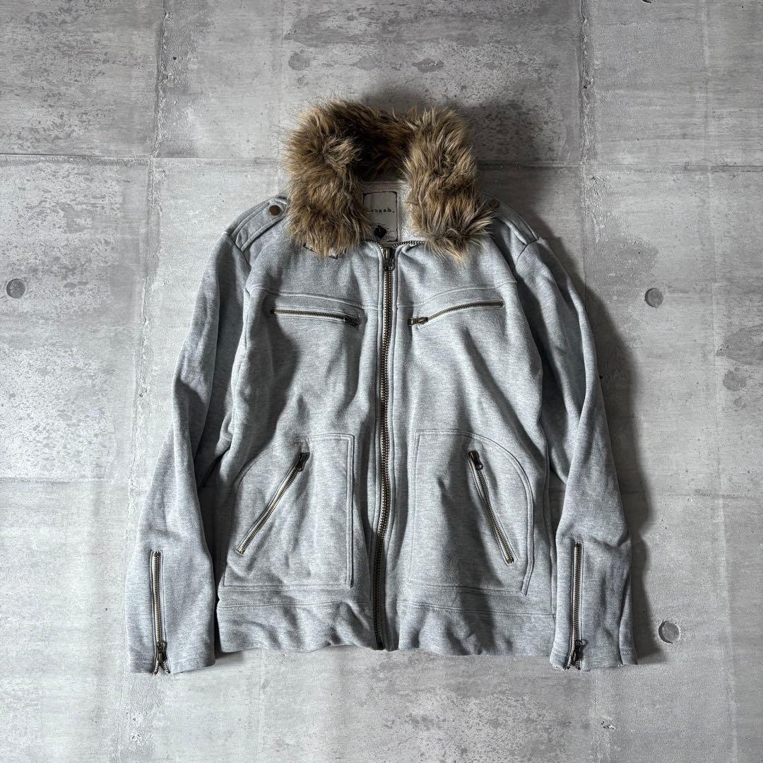 ジャケット・アウター 00s archive far sweat riders jacket y2k