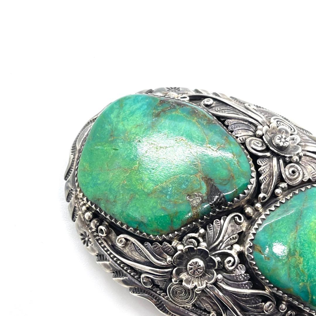 なな ●NAVAJO・ナバホ族●グリーンターコイズ2石●アンティーク●シル