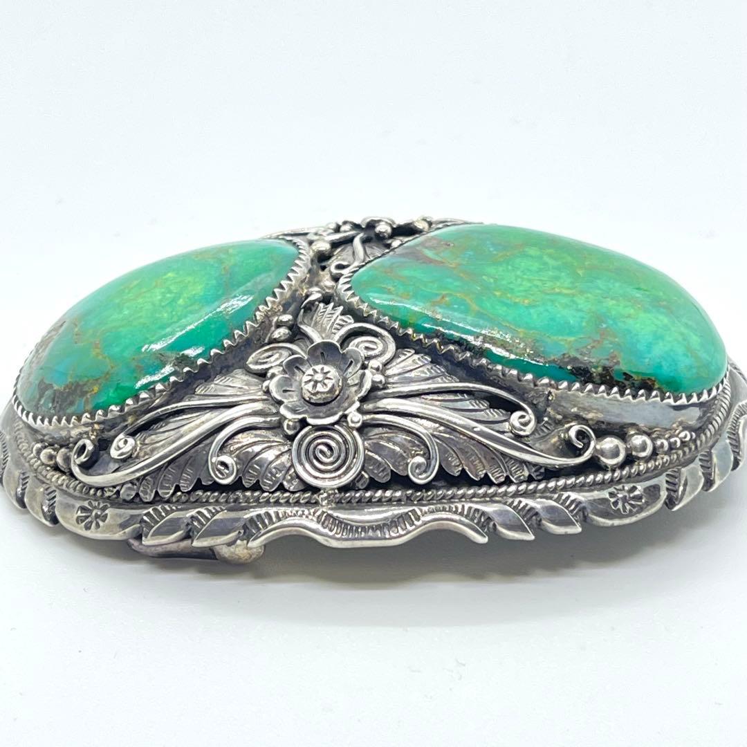 なな ●NAVAJO・ナバホ族●グリーンターコイズ2石●アンティーク●シル