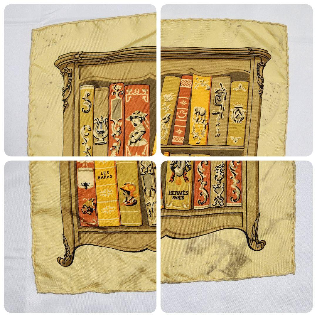 ★HERMES★エルメス ミニスカーフ カレ40 本 本棚 マスタードイエロー.