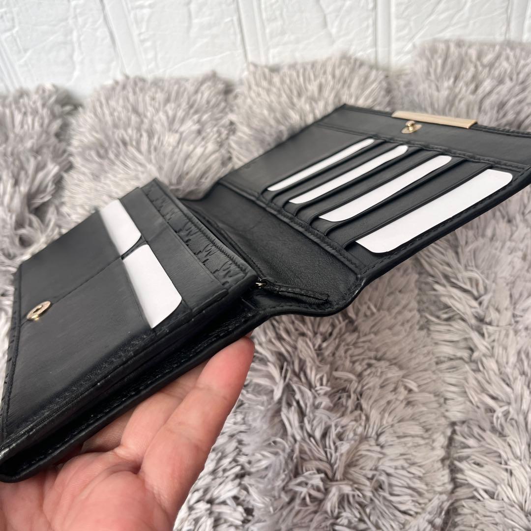 美品✨GUCCI シマ　ロゴプレート　ブラック　メンズ　レザー　長財布