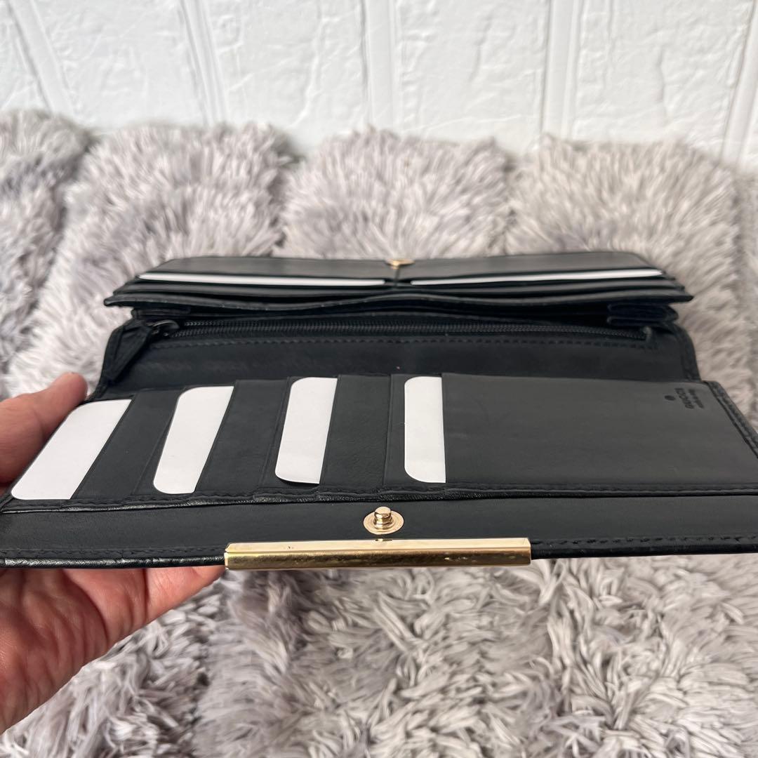 美品✨GUCCI シマ　ロゴプレート　ブラック　メンズ　レザー　長財布