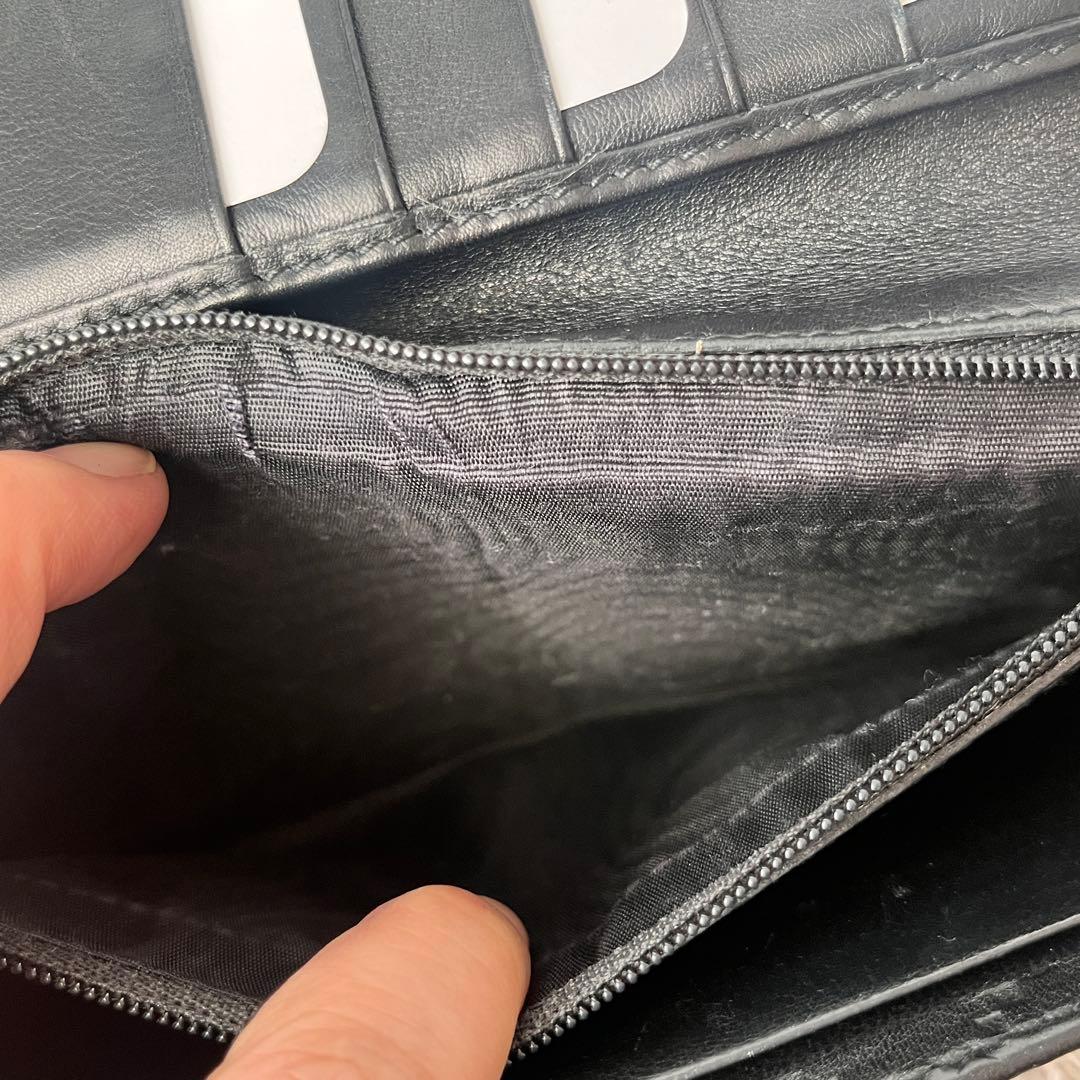 美品✨GUCCI シマ　ロゴプレート　ブラック　メンズ　レザー　長財布