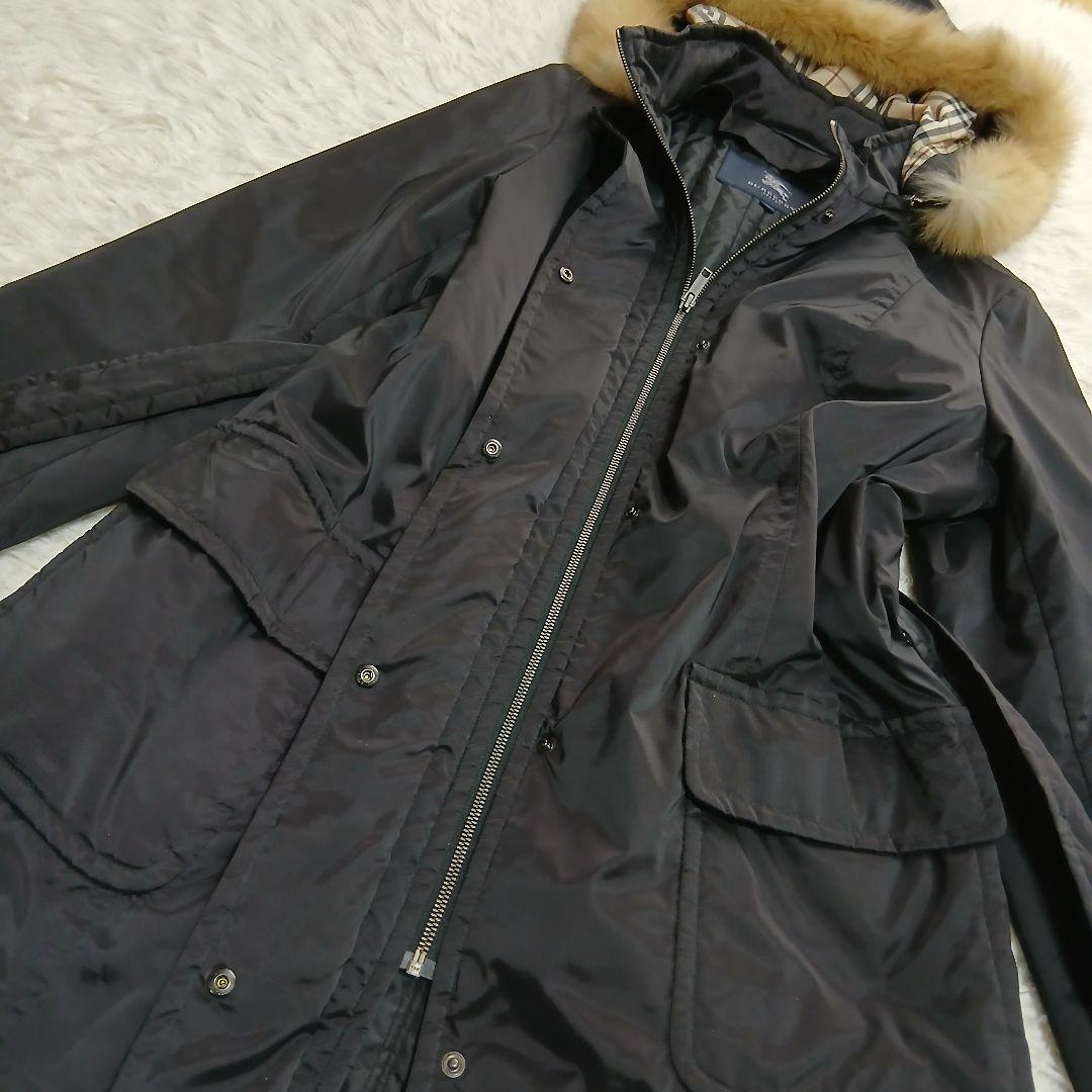 【BURBERRY】フードノバチェック　ベルト付　ロングコート　大きいサイズ46